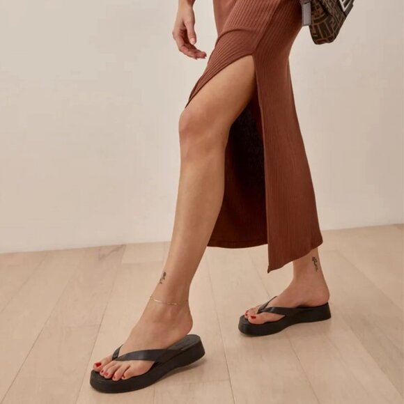 Reformation Zayne Black Platform Sandals - Picture 6 of 6